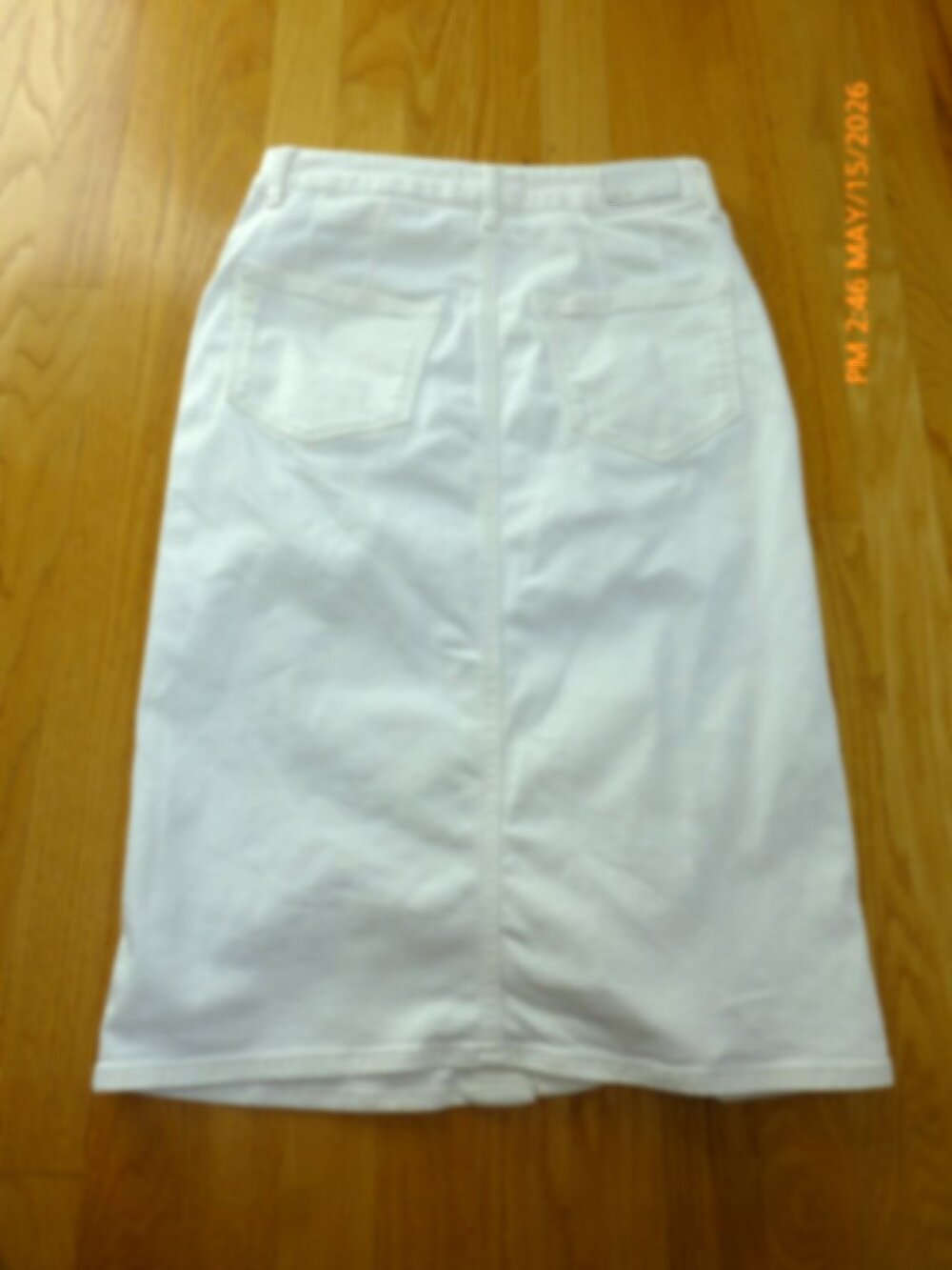 Paige Meadow Midi Utility Pockets Denim Skirt Womens 26 Tonal Ecru High Waist - Picture 10 of 10